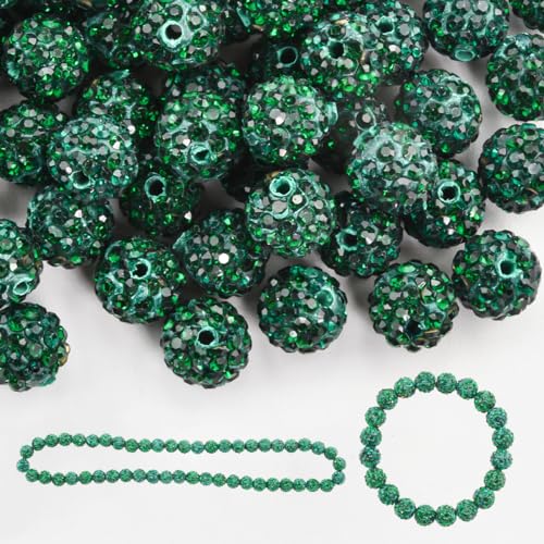 Strass-Ton-Perlen zum Basteln, Eis-Kollektion, Baseball-Bling-Stil, rund, Shamballa-Discokugel-Design, ausgefallenes Funkeln für DIY-Schmuckherstellung, Dunkelgrün, 100 Stück Strass-Ton-Perlen zum Basteln, Eis-Kollektion, Baseball-Bling-Stil, rund, Shamballa-Discokugel-Design, ausgefallenes Funkeln für DIY-Schmuckherstellung, Dunkelgrün, 100 Stück von KESOCORAY