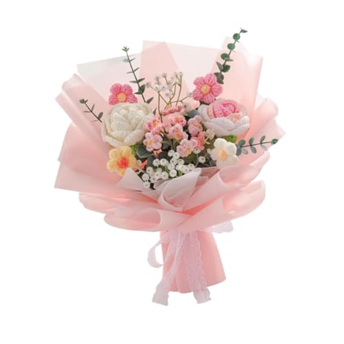 KESOTO Häkelblumen Strauß Geschenk für Mama Und Frau Handgefertigt, Rosa von KESOTO
