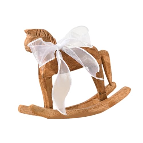 KESOTO Holzfigur Eines Pferdes, Schaukelpferd Dekoration, Geschenkidee für Besondere Anlässe, Organzaband von KESOTO