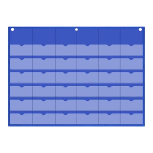 KESOTO Pocket Chart Hängender Aktenordner Wandorganizer Kartenaufbewahrung 36 Fächer Aus 600D Oxfordstoff Und PVC für Unterricht Arbeitszimmer, Blau von KESOTO