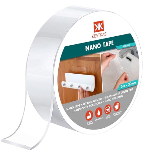 KESTKAS Doppelseitiges Klebeband Extra Stark, Nano Tape, abwaschbar, multifunktional, rückstandsfrei, Nanoband, wiederverwendbar, 30mm (5m) von KESTKAS