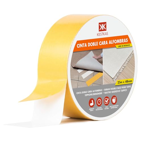 KESTKAS Extra Starkes Doppelseitiges Klebeband für Teppiche 48mm x 25m Teppiche, Kunstrasen (1, Weiß) von KESTKAS