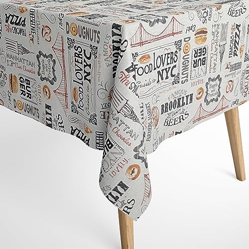 Jacquard Tischdecke aus beschichteter Baumwolle mit Fleckenschutz BAGLES NYC Burger eckig rund oval Rand: Baumwollpaspel, Größe 120 x 160 cm oval Jacquard Tischdecke aus beschichteter Baumwolle mit Fleckenschutz BAGLES NYC Burger eckig rund oval Rand: Baumwollpaspel, Größe 120 x 160 cm oval von KEVKUS