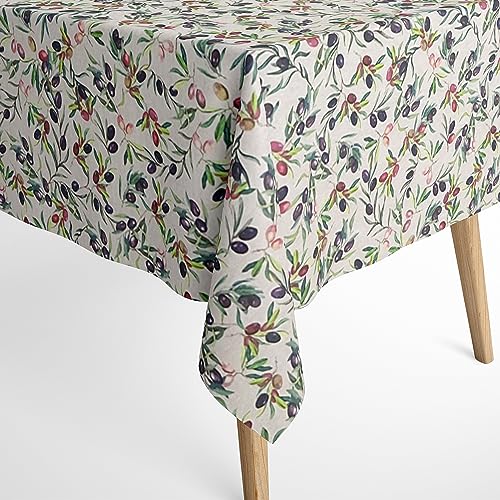 Jacquard Tischdecke aus beschichteter Baumwolle mit Fleckenschutz Vercors Oliven mediterran eckig rund oval Rand: Baumwollpaspel, Größe 140 x 260 cm eckig von KEVKUS