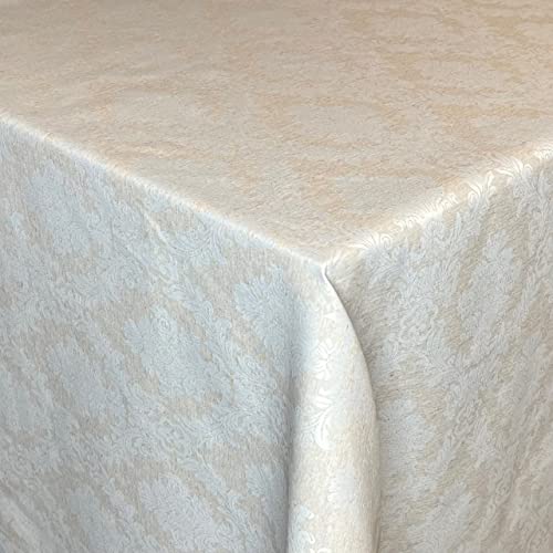 Jacquard Weihnachten Tischdecke Baumwolle beschichtet eingefasst Classic01 beige eckig rund oval (140 x 320 cm oval) von KEVKUS