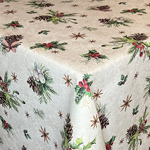 Jacquard Weihnachten Tischdecke Baumwolle beschichtet eingefasst X-Mas 60465 eckig rund oval (120 x 140 cm eckig) von KEVKUS