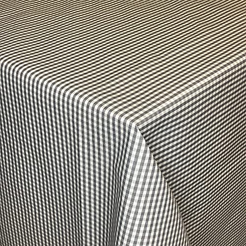KEVKUS Tischdecke Jacquard beschichtete Baumwolle PATINIR-Gris kariert grau eckig rund oval (Rand: Baumwollpaspel, 140 cm rund) von KEVKUS