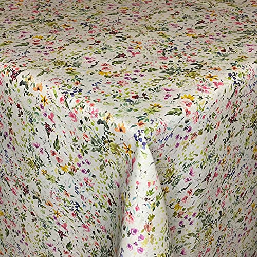 KEVKUS Tischdecke Jacquard beschichtete DG88 Blumenwiese eckig rund oval (Rand: Baumwollpaspel, 120 x 220 cm eckig) von KEVKUS