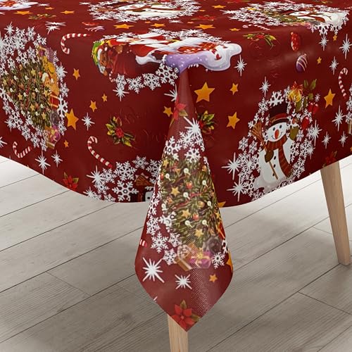 KEVKUS Wachstuch Tischdecke 01188-03 rot Weihnachten Weihnachtsmann wählbar in eckig, rund und oval - Größe eckig 100x140cm Schnittkante KEVKUS Wachstuch Tischdecke 01188-03 rot Weihnachten Weihnachtsmann wählbar in eckig, rund und oval - Größe eckig 100x140cm Schnittkante von KEVKUS