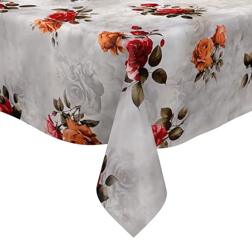 KEVKUS Wachstuch Tischdecke 01748-01 rote und orangene Rosen auf grau wählbar in eckig, rund und oval - Größe eckig 100x140cm Schnittkante KEVKUS Wachstuch Tischdecke 01748-01 rote und orangene Rosen auf grau wählbar in eckig, rund und oval - Größe eckig 100x140cm Schnittkante von KEVKUS