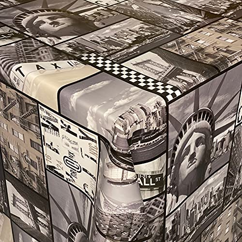 KEVKUS Wachstuch Tischdecke 06245-03 New York Freiheitsstatue Taxi eckig rund oval (Rand: Schnittkante (ohne Einfassung), 120 x 220 cm eckig) von KEVKUS