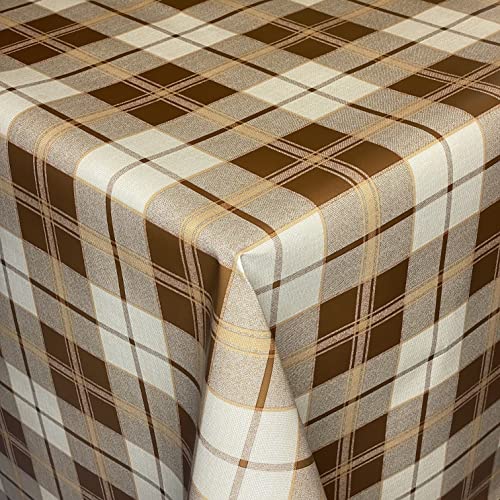 KEVKUS Wachstuch Tischdecke K109D kariert Karo gestreift braun- beige eckig rund oval (Rand: Paspel (mit Kunststoffband), 140 x 180 cm eckig) von KEVKUS
