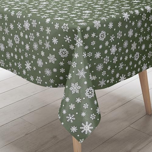 KEVKUS Wachstuch Tischdecke P1096-4 grün Schneeflocken Weihnachten wählbar in eckig, rund und oval - Größe eckig 140x280cm mit Paspelband KEVKUS Wachstuch Tischdecke P1096-4 grün Schneeflocken Weihnachten wählbar in eckig, rund und oval - Größe eckig 140x280cm mit Paspelband von KEVKUS