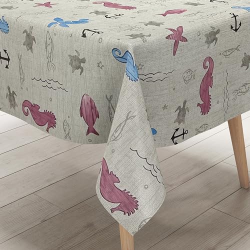 KEVKUS Wachstuch Tischdecke P1115-3 maritim Seepferdchen Schildkröte wählbar in eckig, rund und oval - Größe eckig 140x240cm Schnittkante KEVKUS Wachstuch Tischdecke P1115-3 maritim Seepferdchen Schildkröte wählbar in eckig, rund und oval - Größe eckig 140x240cm Schnittkante von KEVKUS