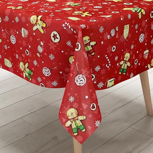 KEVKUS Wachstuch Tischdecke P1203-1 rot Weihnachten Lebkuchenmann wählbar in eckig, rund und oval - Größe oval 140x240cm mit Paspelband KEVKUS Wachstuch Tischdecke P1203-1 rot Weihnachten Lebkuchenmann wählbar in eckig, rund und oval - Größe oval 140x240cm mit Paspelband von KEVKUS