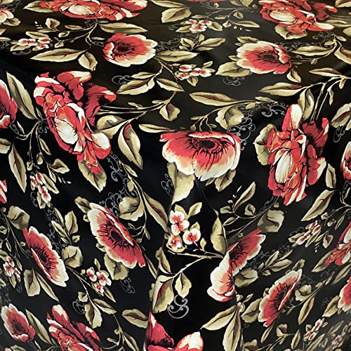 KEVKUS Wachstuch Tischdecke P3013-1 rote Rosen auf schwarz eckig rund oval (Rand: Paspel (mit Kunststoffband), 140 x 180 cm oval) von KEVKUS