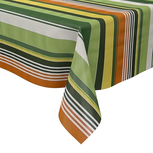 KEVKUS Wachstuch Tischdecke P8286-4 Retro Streifen grün orange wählbar in eckig, rund und oval - Größe eckig 100x140cm Schnittkante von KEVKUS