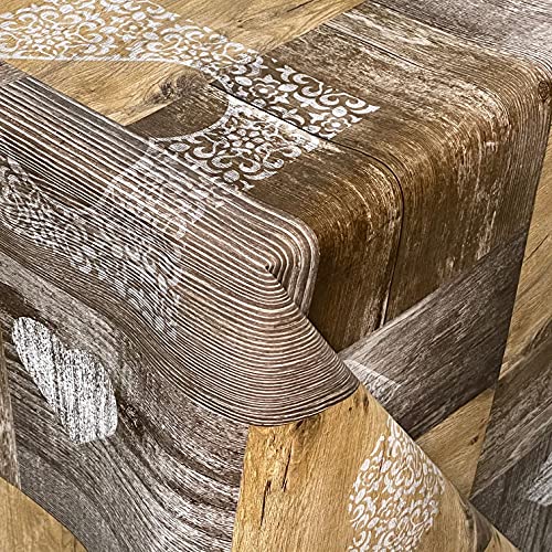 KEVKUS Wachstuch Tischdecke geprägt B4044-01 Holz Holzdielen 160cm Breite eckig rund oval (Rand: Paspel (mit Kunststoffband), 160 x 280 cm eckig) von KEVKUS