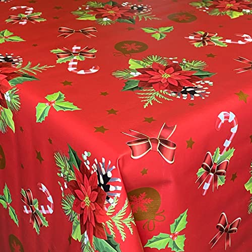 KEVKUS Wachstuch Tischdecke geprägt B6023-03 Weihnachten rot eckig rund oval (Rand: Schnittkante (ohne Einfassung), 100 x 100 cm eckig) von KEVKUS