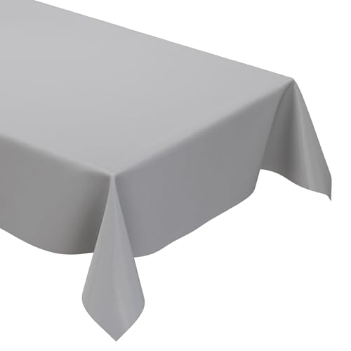 KEVKUS Wachstuch Tischdecke unifarben 422 grau einfarbig wählbar in eckig, rund und oval - Größe eckig 140x200cm mit Paspelband von KEVKUS