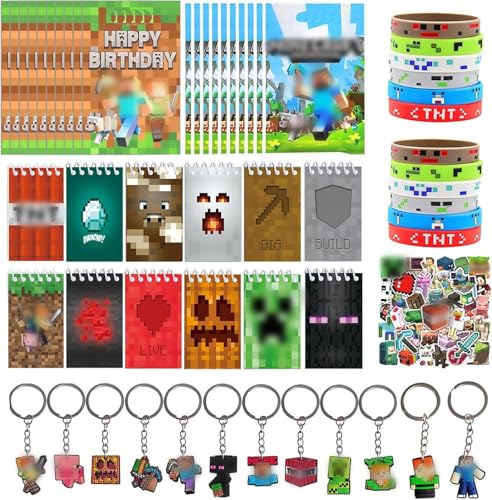 KEVRDRT 106 Pcs Miner Videospiel Party Mitgebsel, Pixel Party Mitgebsel Kinde mit Notizbuch Aufkleber Schlüsselanhänger Armband Geschenktüten, Miner Geburtstag Mitgebsel, Gamer Theme Party Zubehör KEVRDRT 106 Pcs Miner Videospiel Party Mitgebsel, Pixel Party Mitgebsel Kinde mit Notizbuch Aufkleber Schlüsselanhänger Armband Geschenktüten, Miner Geburtstag Mitgebsel, Gamer Theme Party Zubehör von KEVRDRT
