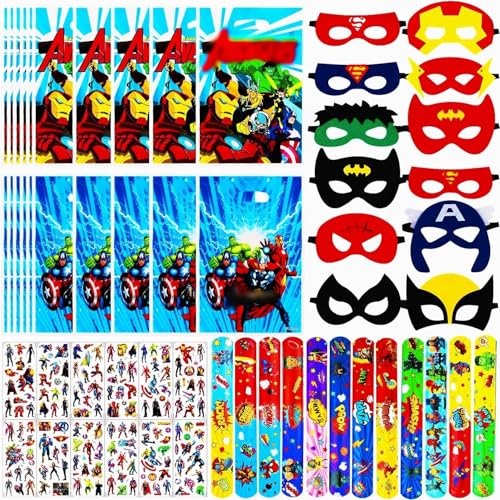 KEVRDRT 56 Pieces Geburtstag Mitgebsel, Avenge Party Kindergeburtstag Mitgebsel mit 20 Geschenktüten, 12 Helde Masken, 12 Schnapparmbänder, 12 3D Aufkleber, Avenge Geburtstag Deko KEVRDRT 56 Pieces Geburtstag Mitgebsel, Avenge Party Kindergeburtstag Mitgebsel mit 20 Geschenktüten, 12 Helde Masken, 12 Schnapparmbänder, 12 3D Aufkleber, Avenge Geburtstag Deko von KEVRDRT