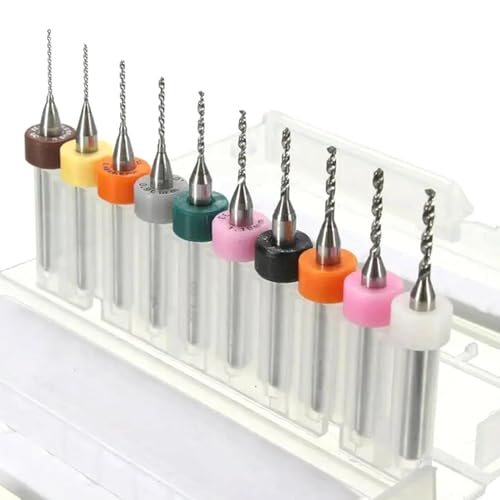 KEWAYO 10 Stück Micro Bohrer Set,Wolframstahl Micro Spiralbohrer, PCB Druckplatine Gravierbohrer Bits Set für rauen Stein, Schmuck, Stanzen, Gravur (10 Größe, Gemischte Farbe) (0.6-1.5mm) von KEWAYO