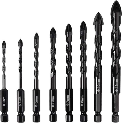 KEWAYO 8 tlg Fliesenbohrer, Glasbohrer Steinbohrer Bohrer Set mit Sechskantschaft Universalbohrer für Metall Ziegel Glas Kunststoff Holz, Ø 3-12 mm KEWAYO 8 tlg Fliesenbohrer, Glasbohrer Steinbohrer Bohrer Set mit Sechskantschaft Universalbohrer für Metall Ziegel Glas Kunststoff Holz, Ø 3-12 mm von KEWAYO