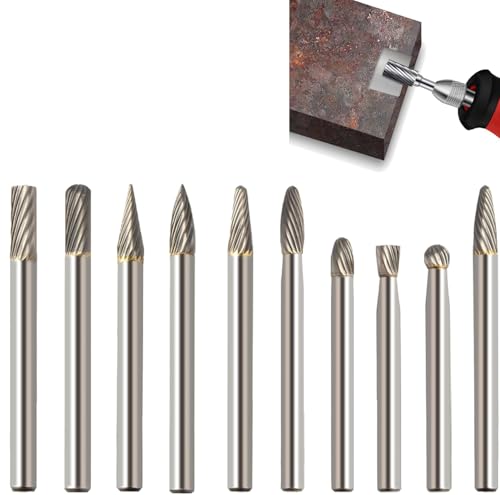 KEWAYO Hartmetall Frässtifte Set,10 Stück Metall Fräser Rotations Bohrer mit 6mm Schaft Hartmetallfräser,Drehwerkzeug Zubehör für Schleifen, Schnitzen, Metallpolieren, Gravieren, Bohren KEWAYO Hartmetall Frässtifte Set,10 Stück Metall Fräser Rotations Bohrer mit 6mm Schaft Hartmetallfräser,Drehwerkzeug Zubehör für Schleifen, Schnitzen, Metallpolieren, Gravieren, Bohren von KEWAYO