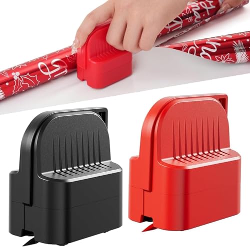 KEWAYO Professioneller Geschenkpapierschneider für Rollen und Blätter (Weihnachten, Geburtstag) – sichere Klinge, rutschfester Griff, schwarz/rot von KEWAYO