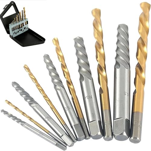 KEWAYO Set aus 10 Stück Schraubenausdrehern und linker Bohrer, HSS, Abzieher mit linkem Bohrer, zum Entfernen beschädigter Schrauben und Bolzen KEWAYO Set aus 10 Stück Schraubenausdrehern und linker Bohrer, HSS, Abzieher mit linkem Bohrer, zum Entfernen beschädigter Schrauben und Bolzen von KEWAYO
