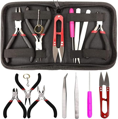 KEWAYO 8-teiliges Werkzeug-Set zur Schmuckherstellung und Reparatur, mit Schere, Zange, Pinzette und Zubehör für Perlen KEWAYO 8-teiliges Werkzeug-Set zur Schmuckherstellung und Reparatur, mit Schere, Zange, Pinzette und Zubehör für Perlen von KEWAYO