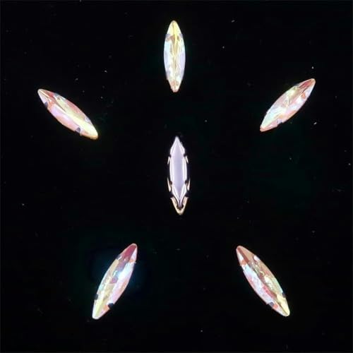 50 Stück/Beutel, silberne Krallenfassungen zum Aufnähen, 4 x 15 mm, schmale Navette-Form, Glaskristall, A9 Peridot-4 Topas AB 50 Stück/Beutel, silberne Krallenfassungen zum Aufnähen, 4 x 15 mm, schmale Navette-Form, Glaskristall, A9 Peridot-4 Topas AB von KEWPLW