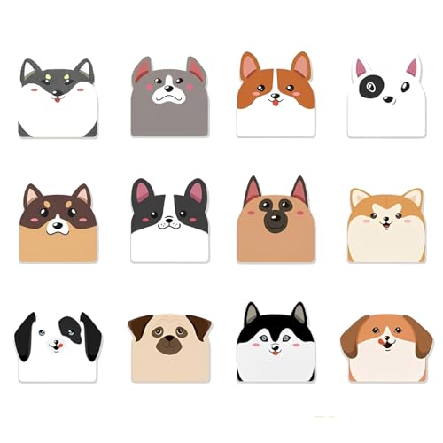 KEWUF 12 Pcs Haftnotizen, Kleine Haftnotizen Kinder, Haftnotizen Klebezettel, Kawaii Schulsachen,Notizblock Klein,TierföRmiger Haftnotizblock Ideal FüR BüRo, Mitgebsel Kindergeburtstag（Hund） von KEWUF