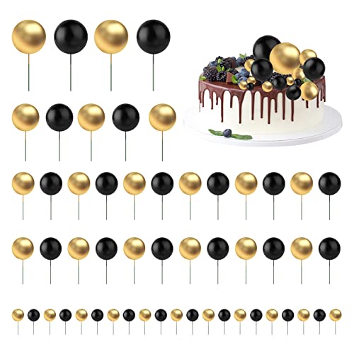 KEWUZY 50 Stück Tortendeko Kugeln, Kuchen Dekoration Kugel, Tortendeko Kugel Gold und Schwarz, Schaumkugeln Cupcake Topper, DIY Kuchen Topper für Geburtstag Hochzeit Babyparty KEWUZY 50 Stück Tortendeko Kugeln, Kuchen Dekoration Kugel, Tortendeko Kugel Gold und Schwarz, Schaumkugeln Cupcake Topper, DIY Kuchen Topper für Geburtstag Hochzeit Babyparty von KEWUZY