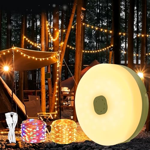 KEWUZY Camping Lichterkette Aufrollbar - 10m Aufrollbare Lichterkette Wasserdicht Usb Aufladung Mit 8 Beleuchtungsmodi Akku Für Camping, Wandern Und Hofdeko von KEWUZY