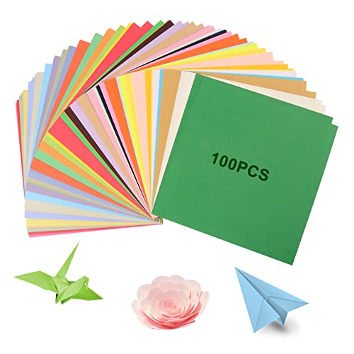 Origami Papier Kinder, Origami-Papier 15x15 cm, 100 Blatt 50 Farben, Faltpapier Quadratisch, Bastelpapier Set 80g/m², Doppelseitiges Farbiges Origami Papier für DIY Kunst und Bastelprojekte von KEWUZY