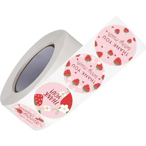 KEXIAO 500 x Dankesetiketten, Erdbeer-Dankesaufkleber, selbstklebende Etiketten für Siegel, Umschläge, Verpackung, Hochzeit, Valentinstag KEXIAO 500 x Dankesetiketten, Erdbeer-Dankesaufkleber, selbstklebende Etiketten für Siegel, Umschläge, Verpackung, Hochzeit, Valentinstag von KEXIAO