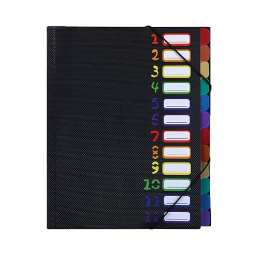KEXIAO Fächermappe mit 12 Fächern, bunt, farbkodiert, elastisch, wasserdicht, für Schule und Büro KEXIAO Fächermappe mit 12 Fächern, bunt, farbkodiert, elastisch, wasserdicht, für Schule und Büro von KEXIAO