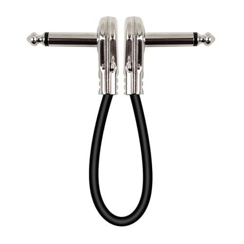 KEXIAO Patchkabel für Gitarre, 6,35 mm (1/4 Zoll), Hilfskabel für Effektpedale und Soundgeräte, 30 cm lang, Gold/Silber, 2 Stück von KEXIAO
