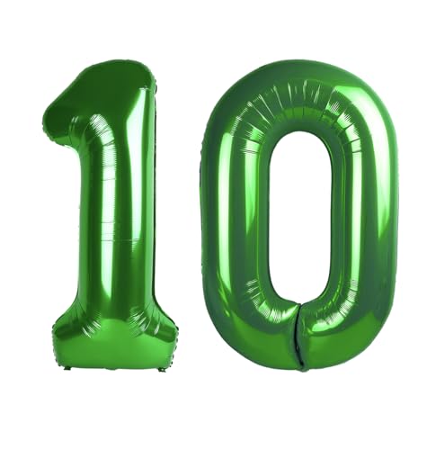 10 Luftballon - Dunkelgrüne Geburtstagszahlenballons, 40 Zoll große Folienballons für Männer Frauen Jungen Mädchen Dunkelgrün Themed Geburtstagsdekorationen 10 Luftballon - Dunkelgrüne Geburtstagszahlenballons, 40 Zoll große Folienballons für Männer Frauen Jungen Mädchen Dunkelgrün Themed Geburtstagsdekorationen von KEXINGTUO