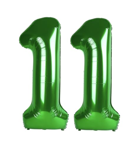 11 Luftballon - Dunkelgrüne Geburtstagszahlenballons, 40 Zoll große Folienballons für Männer Frauen Jungen Mädchen Dunkelgrün Themed Geburtstagsdekorationen von KEXINGTUO
