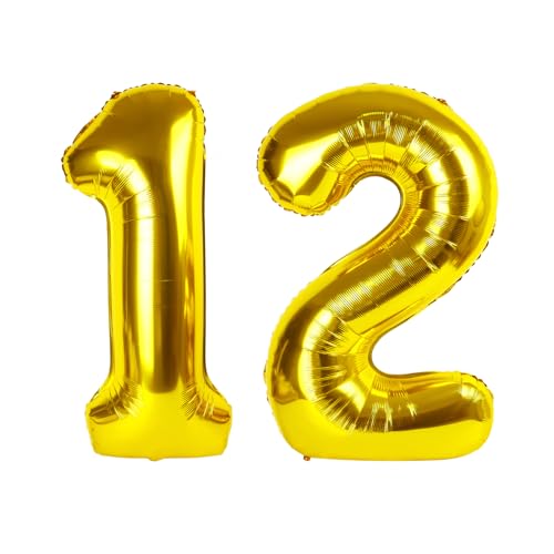 12 Ballon - Gold Geburtstag Zahlenballons, 40 Zoll große Folienballons für Männer Frauen Jungen Mädchen Gold Themed Geburtstagsdekorationen 12 Ballon - Gold Geburtstag Zahlenballons, 40 Zoll große Folienballons für Männer Frauen Jungen Mädchen Gold Themed Geburtstagsdekorationen von KEXINGTUO
