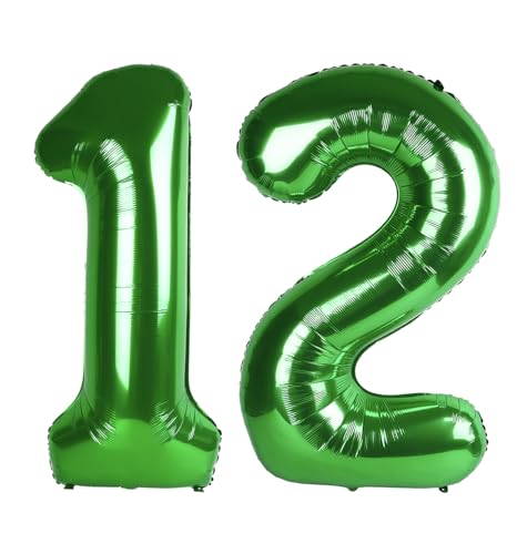 12 Luftballon - Dunkelgrüne Geburtstagszahlenballons, 40 Zoll große Folienballons für Männer Frauen Jungen Mädchen Dunkelgrün Themed Geburtstagsdekorationen 12 Luftballon - Dunkelgrüne Geburtstagszahlenballons, 40 Zoll große Folienballons für Männer Frauen Jungen Mädchen Dunkelgrün Themed Geburtstagsdekorationen von KEXINGTUO