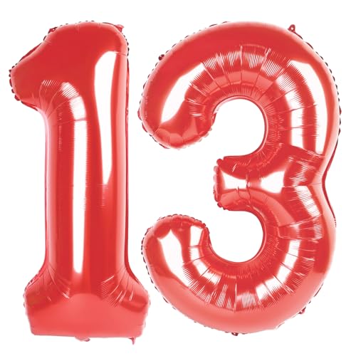 13 Luftballon - Rot Geburtstag Zahlenballons, 40 Zoll Große Folienballons für Männer Frauen Jungen Mädchen Rot Themed Geburtstagsdekorationen 13 Luftballon - Rot Geburtstag Zahlenballons, 40 Zoll Große Folienballons für Männer Frauen Jungen Mädchen Rot Themed Geburtstagsdekorationen von KEXINGTUO