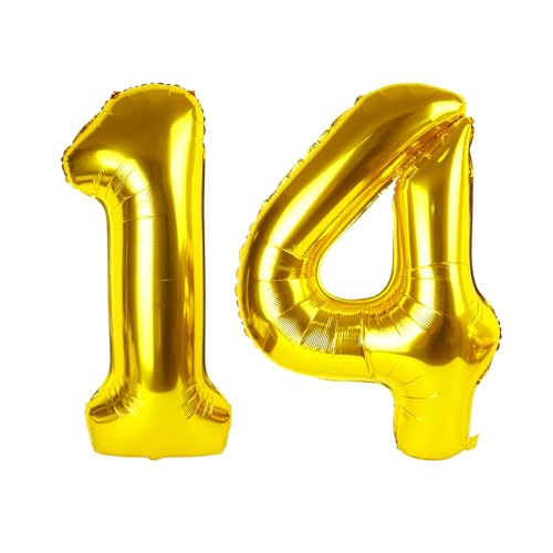 14 Ballon - Gold Geburtstag Zahlenballons, 40 Zoll große Folienballons für Männer Frauen Jungen Mädchen Gold Themed Geburtstagsdekorationen 14 Ballon - Gold Geburtstag Zahlenballons, 40 Zoll große Folienballons für Männer Frauen Jungen Mädchen Gold Themed Geburtstagsdekorationen von KEXINGTUO