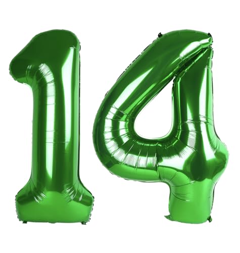 14 Luftballon - Dunkelgrüne Geburtstagszahlenballons, 40 Zoll große Folienballons für Männer Frauen Jungen Mädchen Dunkelgrün Themed Geburtstagsdekorationen 14 Luftballon - Dunkelgrüne Geburtstagszahlenballons, 40 Zoll große Folienballons für Männer Frauen Jungen Mädchen Dunkelgrün Themed Geburtstagsdekorationen von KEXINGTUO