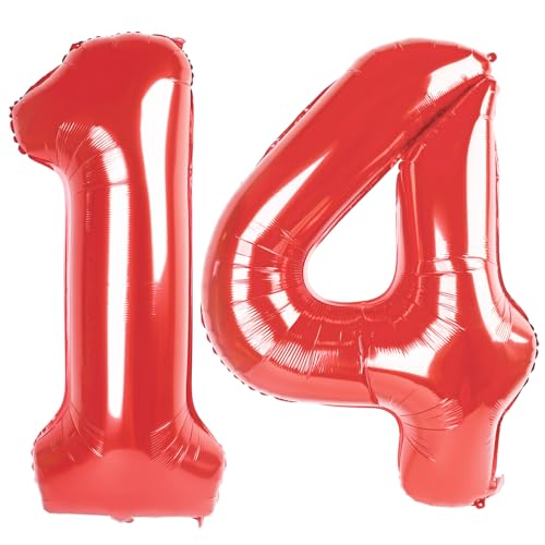 14 Luftballon - Rot Geburtstag Zahlenballons, 40 Zoll Große Folienballons für Männer Frauen Jungen Mädchen Rot Themed Geburtstagsdekorationen 14 Luftballon - Rot Geburtstag Zahlenballons, 40 Zoll Große Folienballons für Männer Frauen Jungen Mädchen Rot Themed Geburtstagsdekorationen von KEXINGTUO