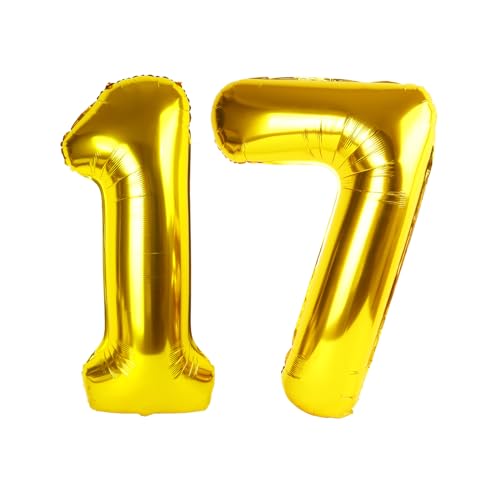 17 Luftballon - Gold Geburtstag Zahlenballons, 40 Zoll Große Folienballons für Männer Frauen Jungen Mädchen Gold Themed Geburtstagsdekorationen 17 Luftballon - Gold Geburtstag Zahlenballons, 40 Zoll Große Folienballons für Männer Frauen Jungen Mädchen Gold Themed Geburtstagsdekorationen von KEXINGTUO