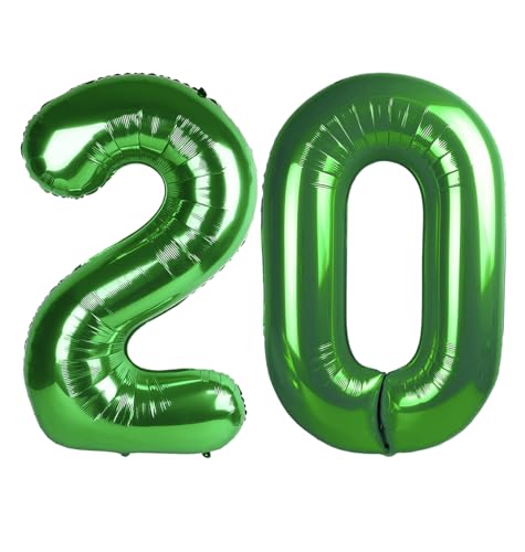 20 Luftballon - Dunkelgrüne Geburtstagszahlenballons, 40 Zoll große Folienballons für Männer Frauen Jungen Mädchen Dunkelgrün Themed Geburtstagsdekorationen 20 Luftballon - Dunkelgrüne Geburtstagszahlenballons, 40 Zoll große Folienballons für Männer Frauen Jungen Mädchen Dunkelgrün Themed Geburtstagsdekorationen von KEXINGTUO